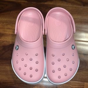Pink and White Crocband Clog